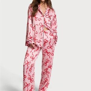 Victoria’s Secret Chalk Rose Bows Satin Pajamas